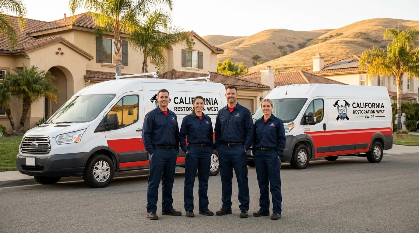 California Restoration West  technician loading a branded service van